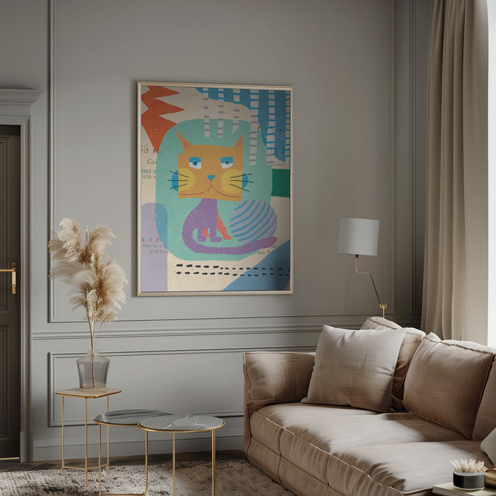 Fat Cheeks Cat Framed Art Modern Wall Decor