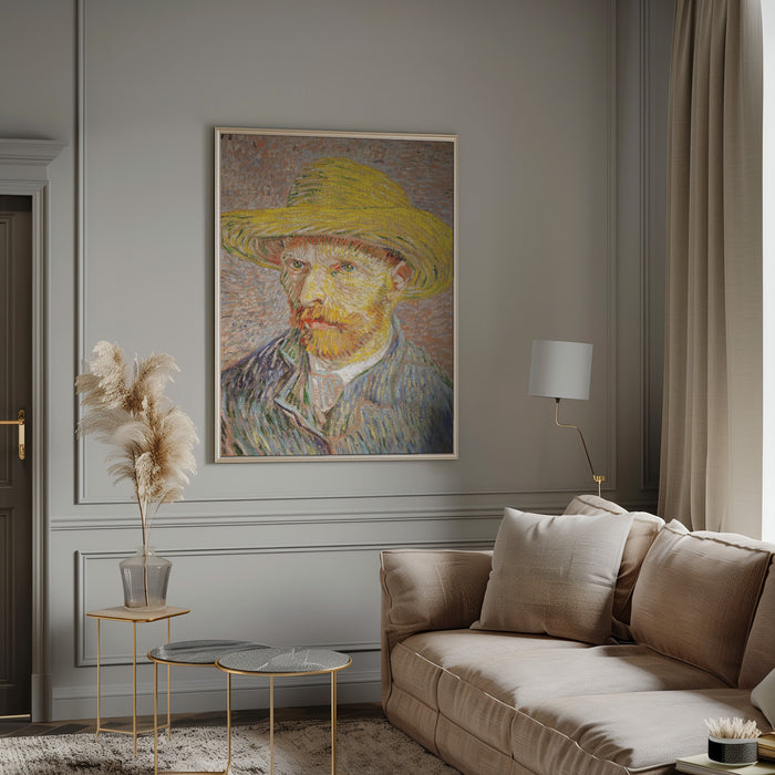 Self Portrait With Straw Hat Framed Art Modern Wall Decor