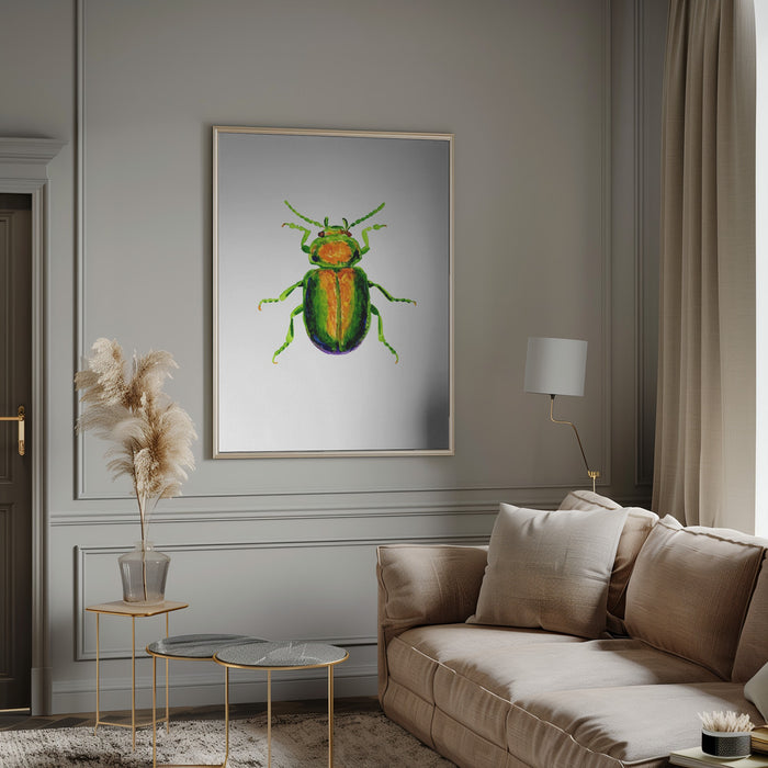 Tansy beetle or Chrysolina graminis Framed Art Wall Decor