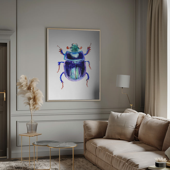 Earth-boring dung beetle or Anoplotrupes stercorosus Framed Art Modern Wall Decor