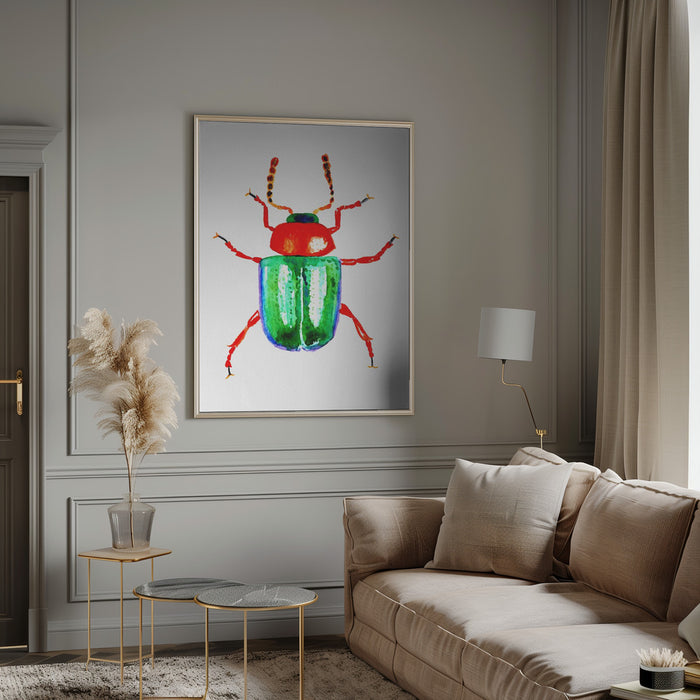 Knotweed beetle or Gastrophysa polygoni Framed Art Modern Wall Decor