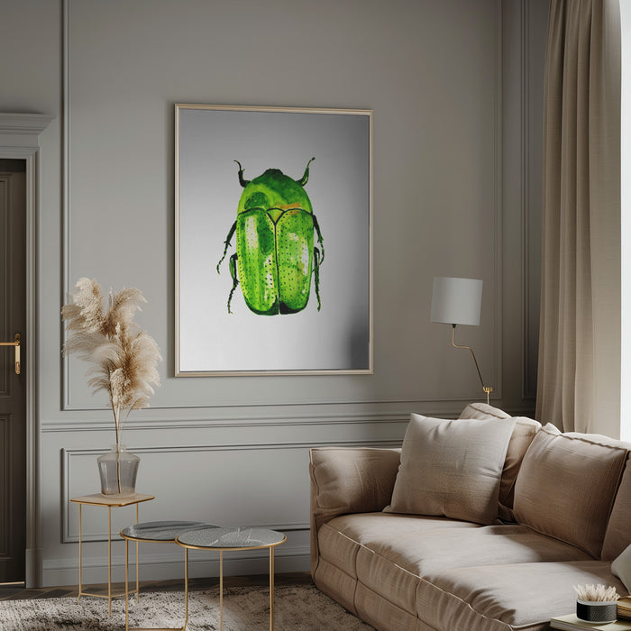 Green June beetle or Cotinis nitida Framed Art Modern Wall Decor