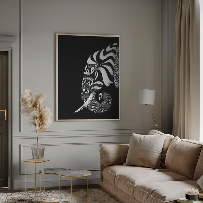 Ornate Elephant Framed Art Wall Decor