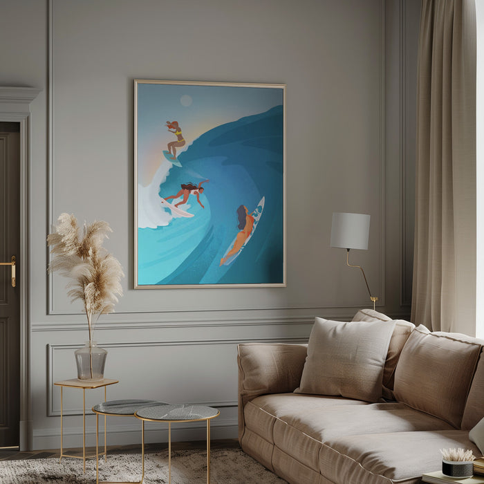 Surfers Framed Art Modern Wall Decor