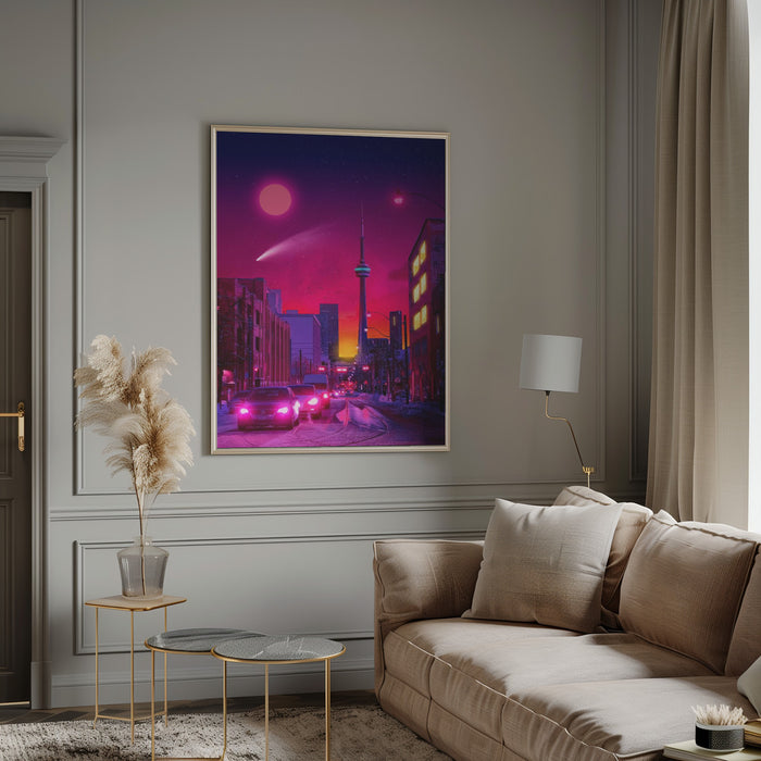 Neon City Framed Art Modern Wall Decor