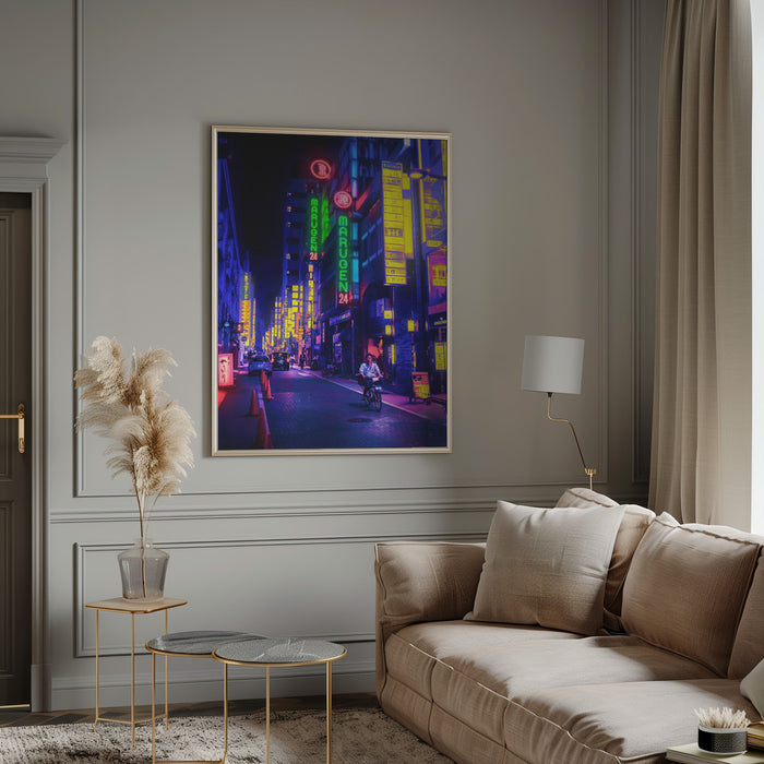 Neon Street Framed Art Modern Wall Decor