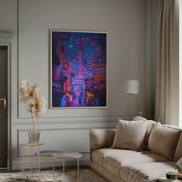 Osaka Lights Framed Art Modern Wall Decor