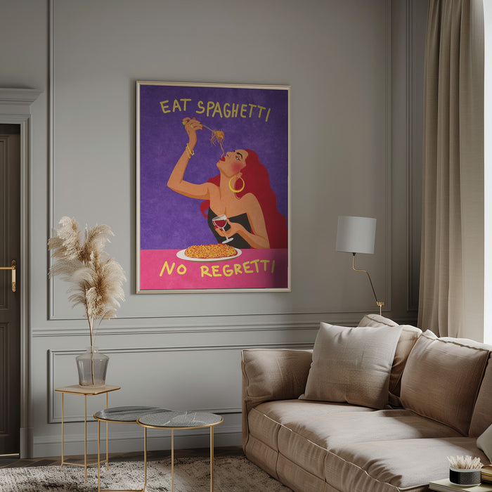 Eat spaghetti no regretti Framed Art Modern Wall Decor