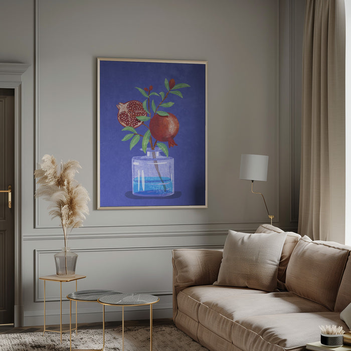 pomegranate in Vase Framed Art Modern Wall Decor