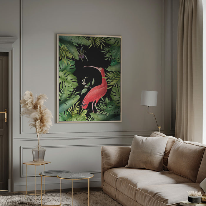 Jungle With Heron Framed Art Wall Decor