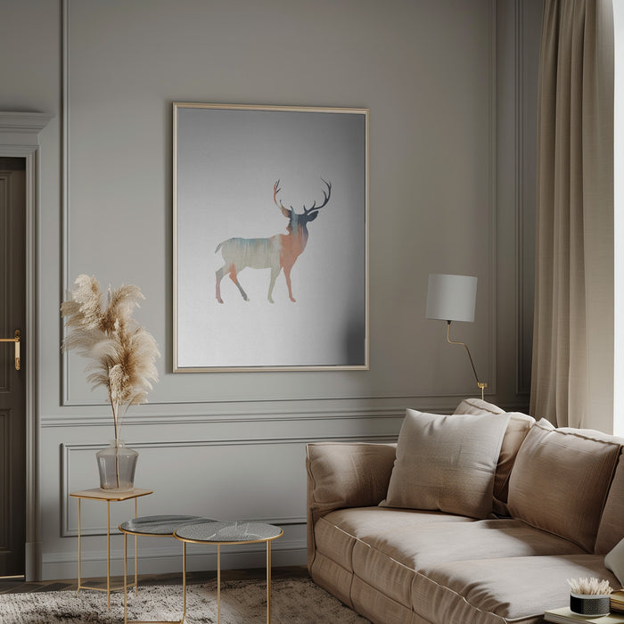 Pastel Deer Framed Art Wall Decor