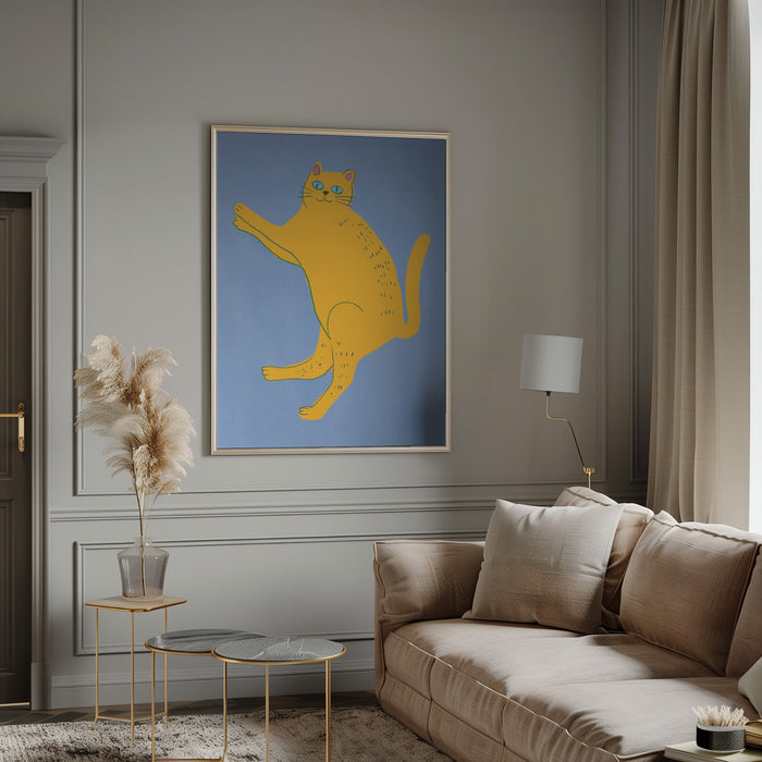 Yellow cat Framed Art Modern Wall Decor