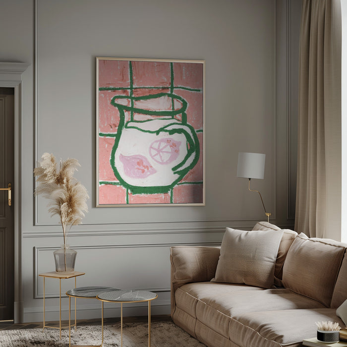 Jug Of Lemonade, peach Framed Art Modern Wall Decor