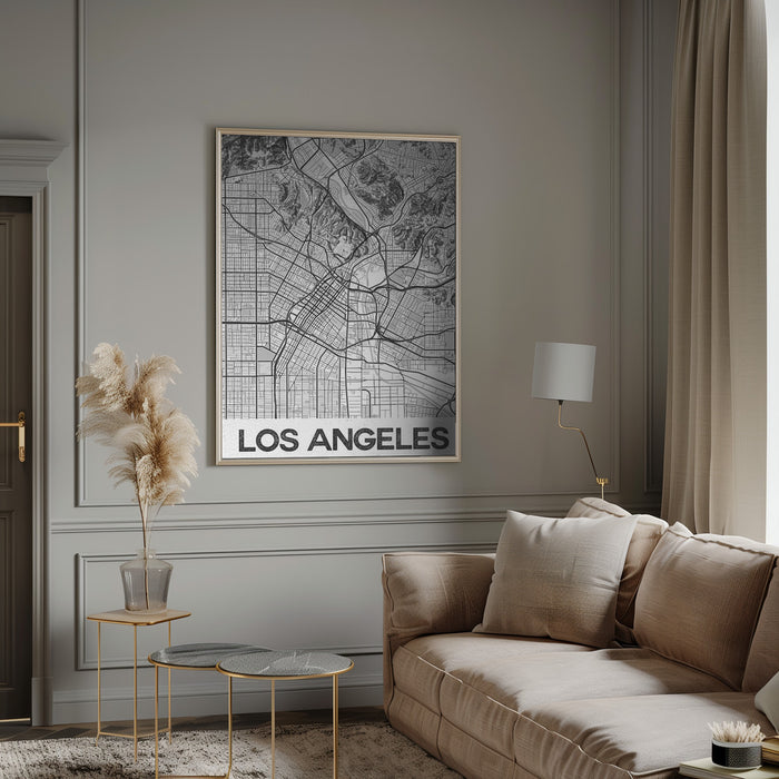 Los Angeles White Framed Art Modern Wall Decor