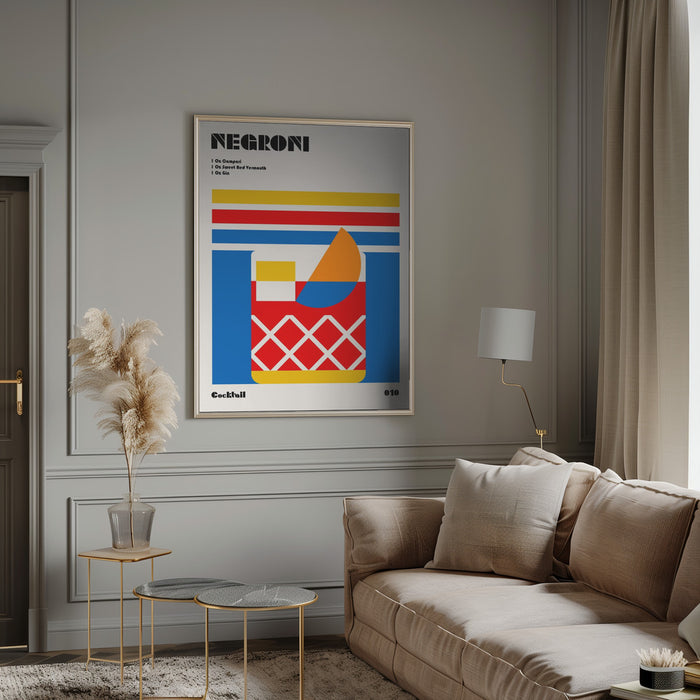 Negroni Bauhaus Cocktail Framed Art Modern Wall Decor