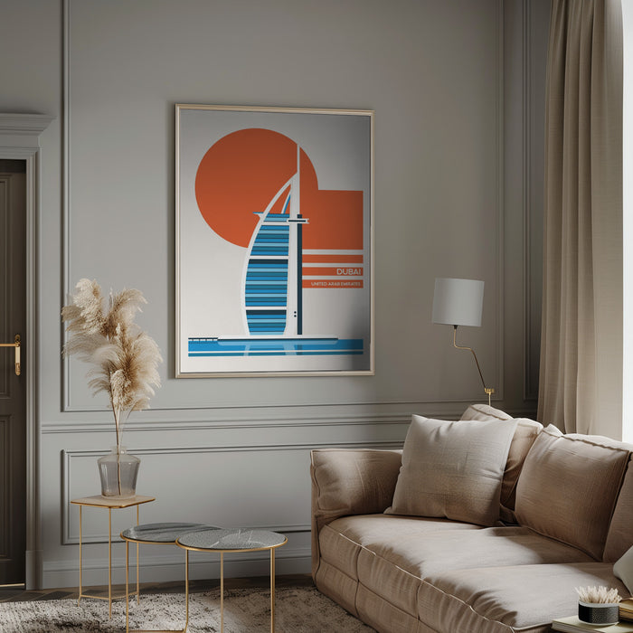 Dubai Burj Al Arab Minimalist Retro Travel Print Framed Art Modern Wall Decor