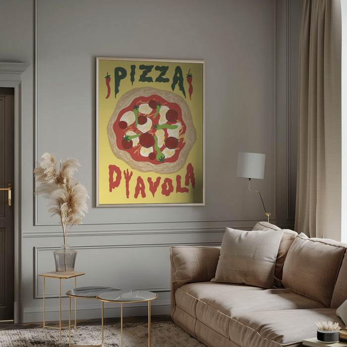 Pizza Diavola Framed Art Modern Wall Decor