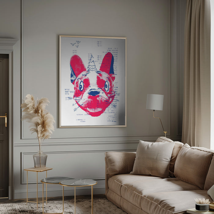 Absurd French Bulldog with a Tree Framed Art Modern Wall Decor