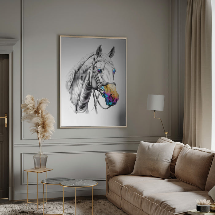 Horse Wild Tribal Illustration Art 03 Framed Art Modern Wall Decor