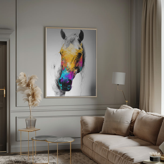 Horse Wild Tribal Illustration Art 08 Framed Art Modern Wall Decor