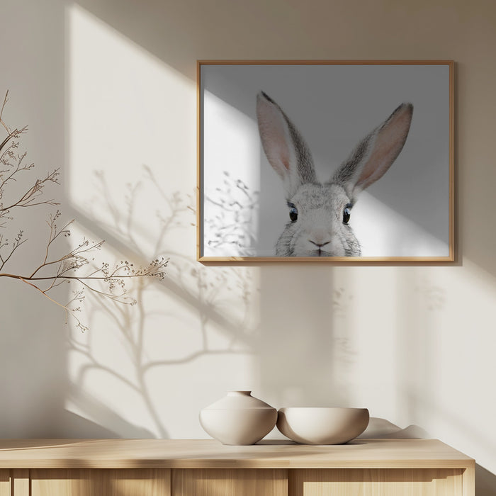 Bunny Landscape Framed Art Peeking Bunny with Scenic Background - Perfect Wall Decor for Any Room