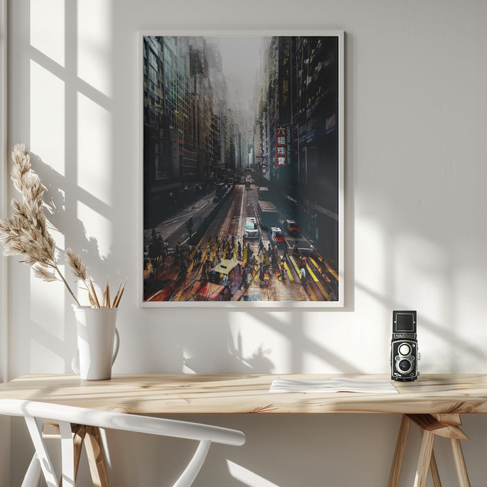 streets of Hong Kong Framed Art Modern Wall Decor