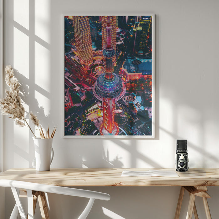 Oriental Pearl Tower Framed Art Modern Wall Decor