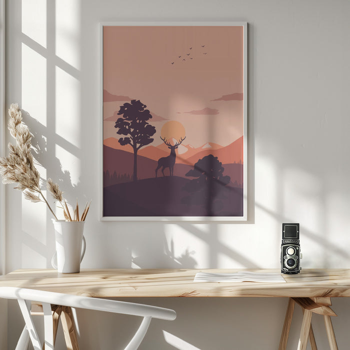 Summer Sunset Framed Art Modern Wall Decor