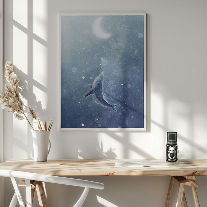 Galaxy Whale Framed Art Modern Wall Decor