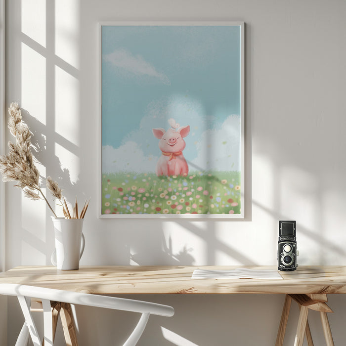 Cute Pig Framed Art Modern Wall Decor