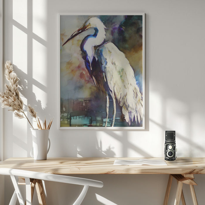 Egret After the Storm Framed Art Wall Decor