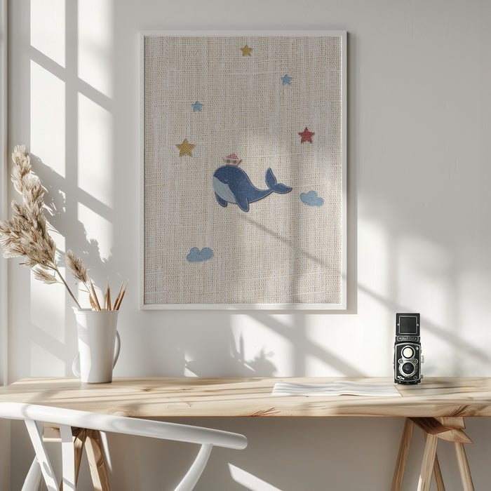 Cute Whale Framed Art Wall Decor