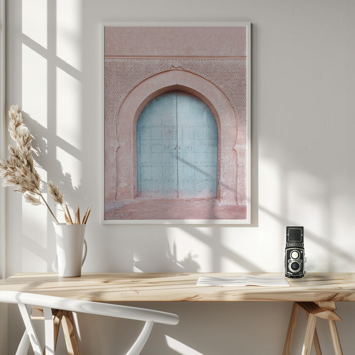 Turquoise Door Framed Art Modern Wall Decor