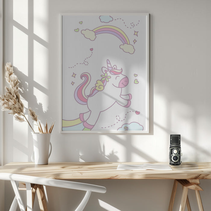 Unicorn and Baby girl Framed Art Wall Decor