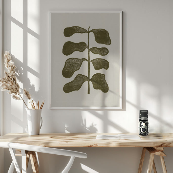 Linocut Plant Framed Art Modern Wall Decor