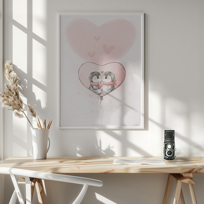 Penguin in love Framed Art Wall Decor