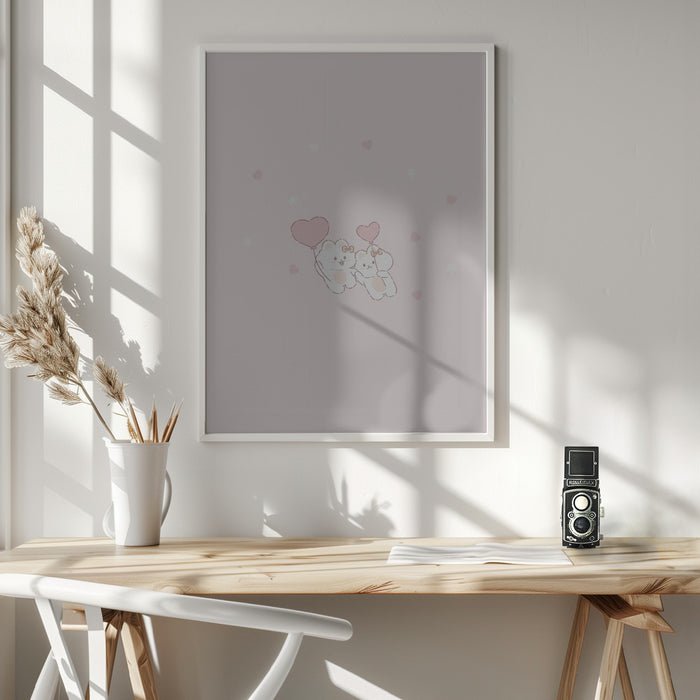 Kawaii Bunny Framed Art Wall Decor