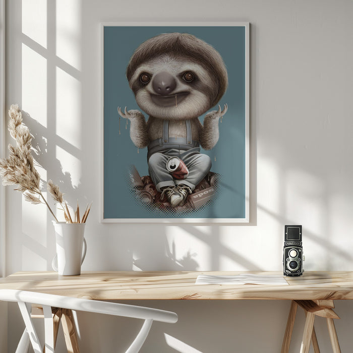 SLOTH DON'T CARE Framed Art Wall Decor