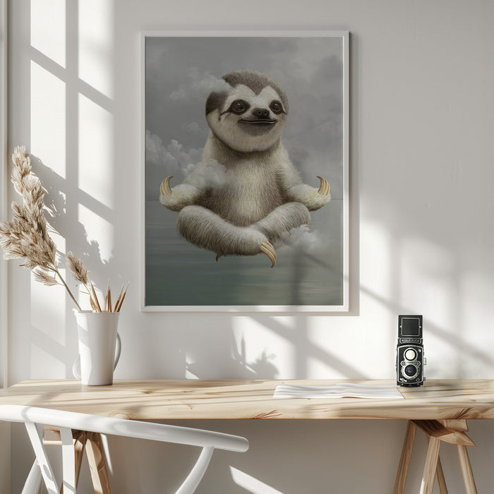 sloth meditating Framed Art Modern Wall Decor