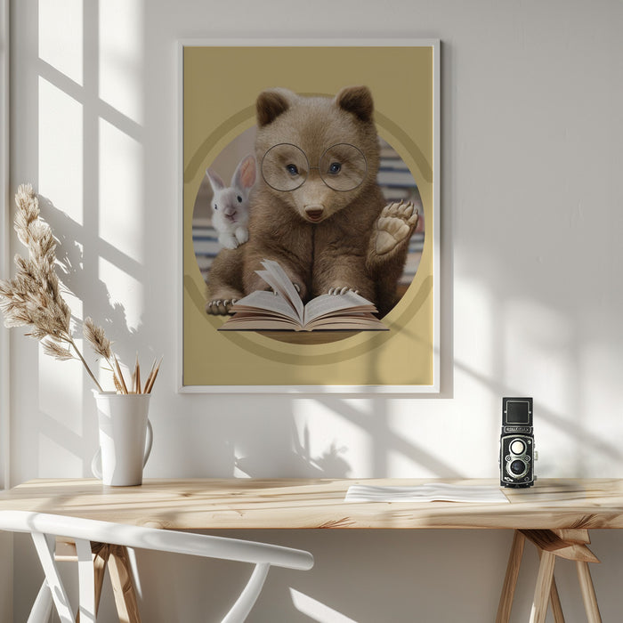 bear sharing knowledge Framed Art Wall Decor