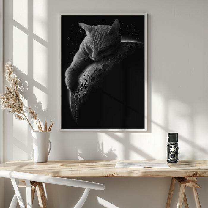 mooncat Framed Art Modern Wall Decor