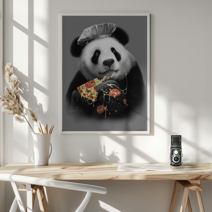 panda loves pizza Framed Art Modern Wall Decor