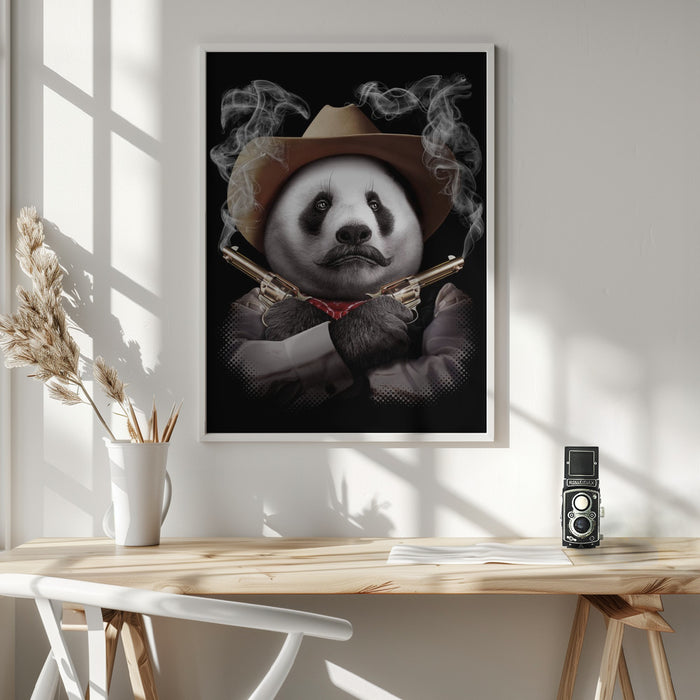 panda crossgun Framed Art Wall Decor