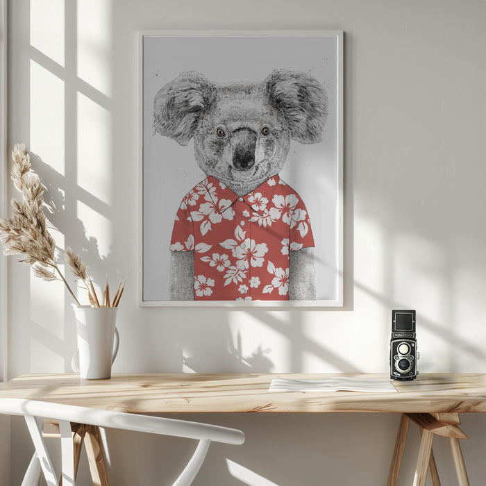 Summer koala (red) Framed Art Wall Decor