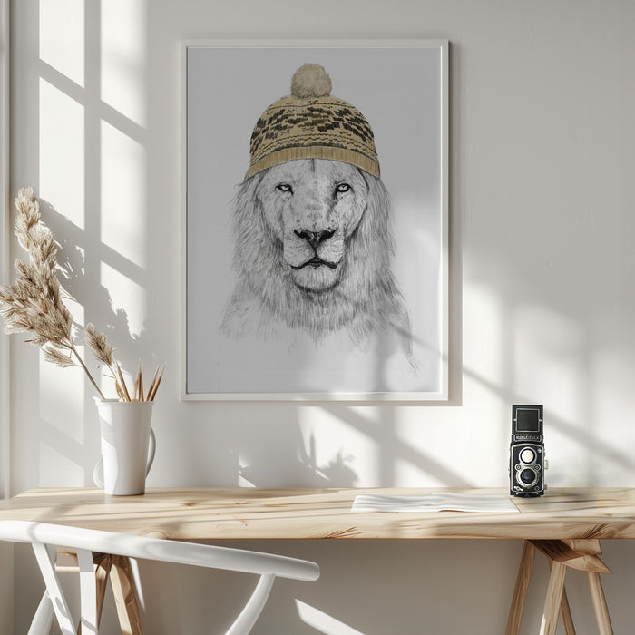 Winter Lion Framed Art Wall Decor