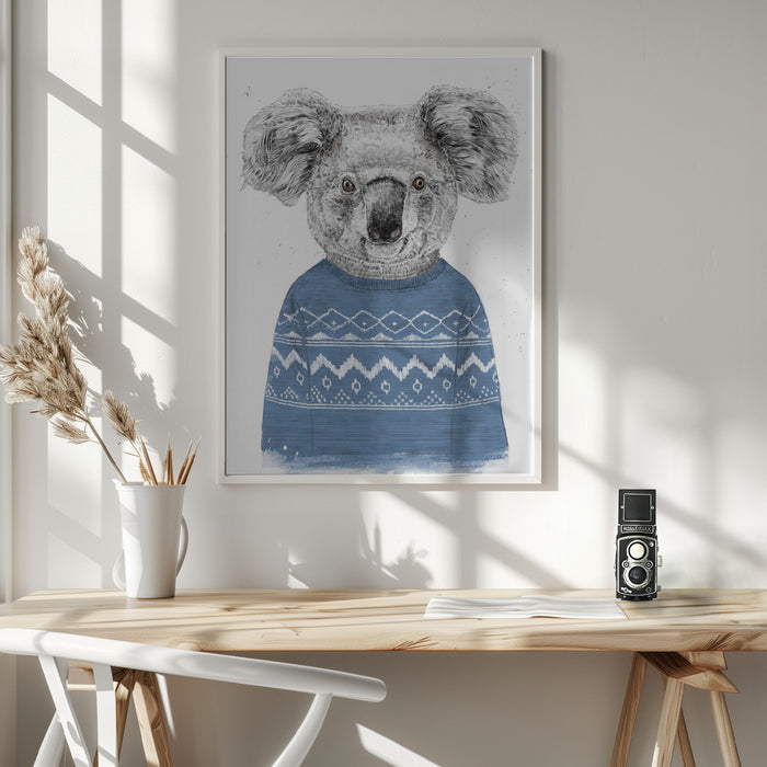 Winter koala (blue) Framed Art Modern Wall Decor