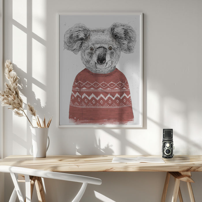 Winter koala (red) Framed Art Modern Wall Decor