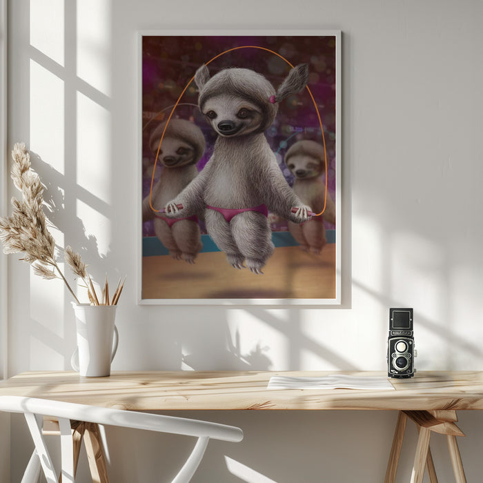 SLOTHS SKIPPING Framed Art Modern Wall Decor