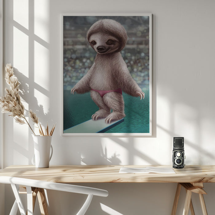 SLOTH THE DIVER Framed Art Modern Wall Decor