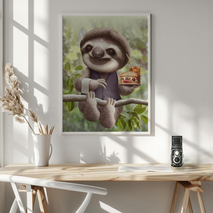 SLOTH ONTREE DELIVERY Framed Art Modern Wall Decor